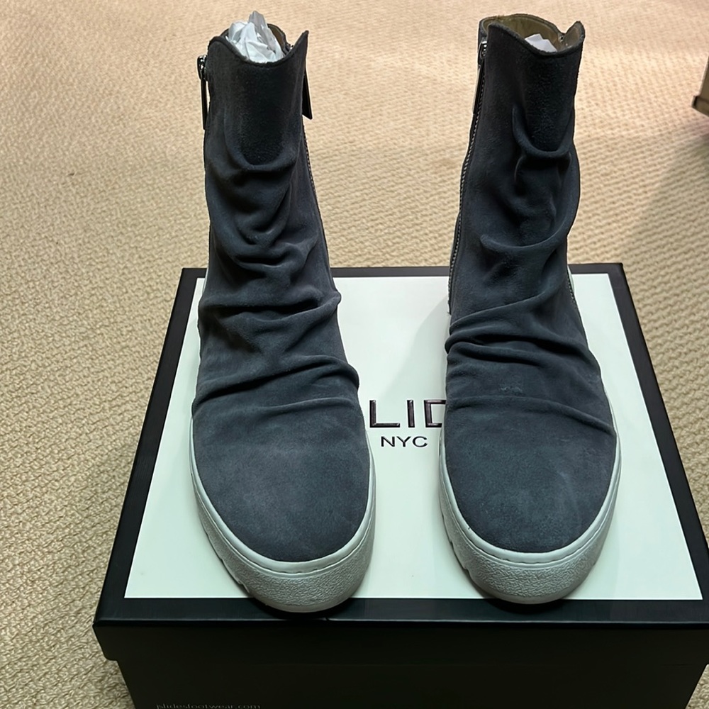 Ankle booties, gray, size 9, J Slide, worn twice